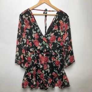 Band of gypsies black and rose romper